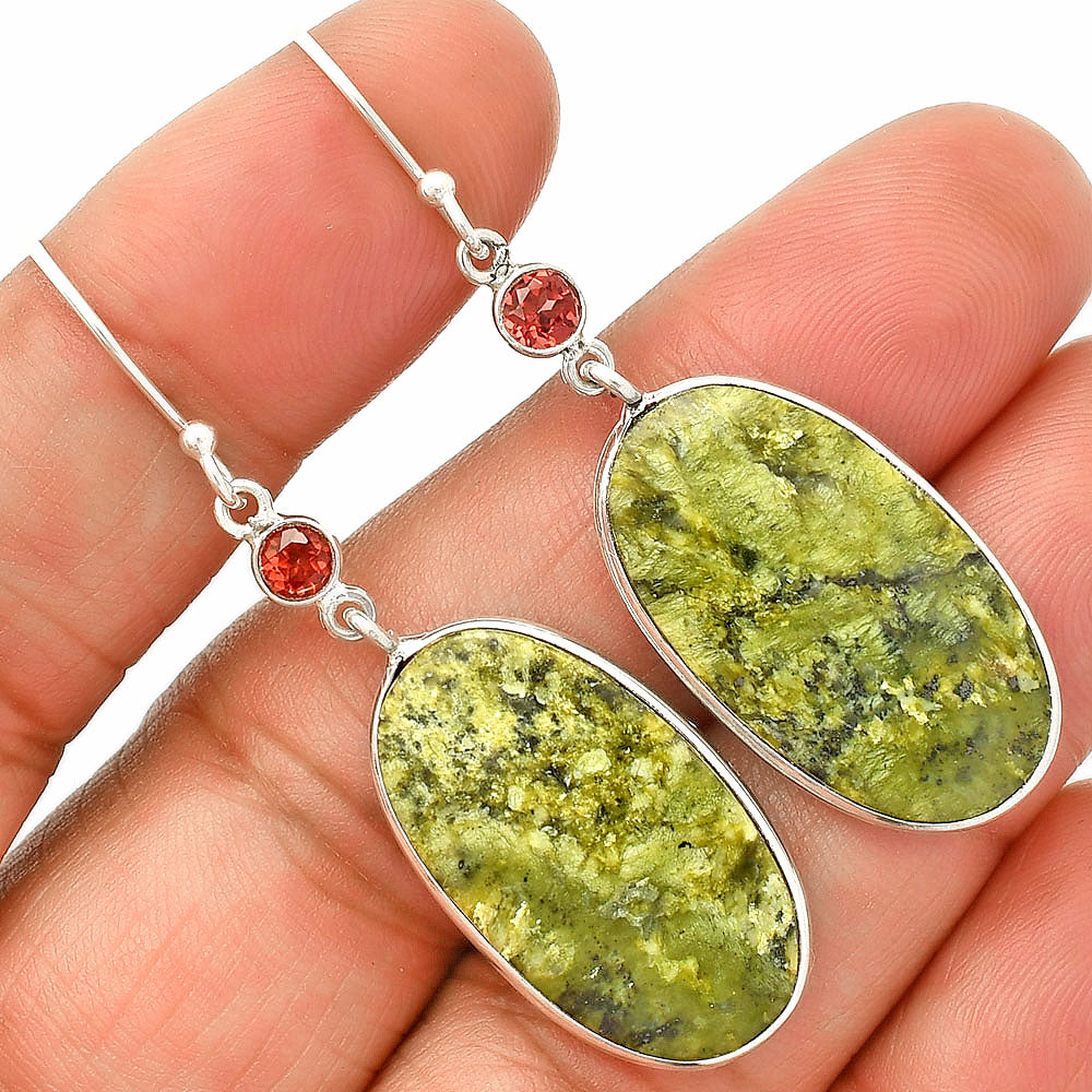 Natural Serpentine & Garnet Earrings E-1002 SDE84157