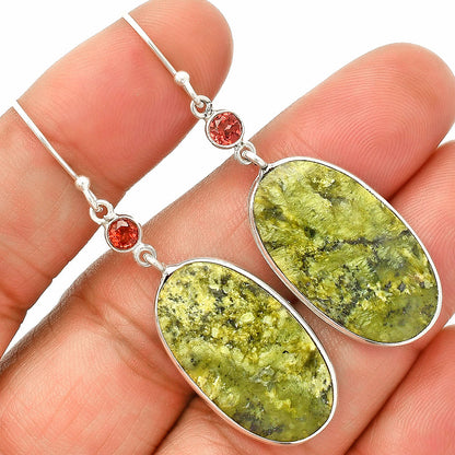 Natural Serpentine & Garnet Earrings E-1002 SDE84157