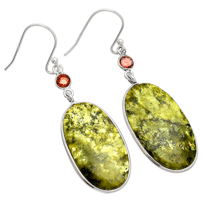 Natural Serpentine & Garnet Earrings E-1002 SDE84157