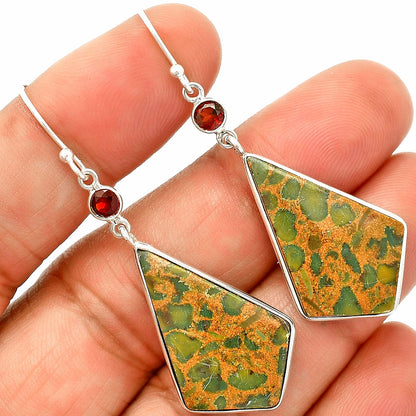 Natural Bamboo Jasper & Garnet Earrings E-1002 SDE84168