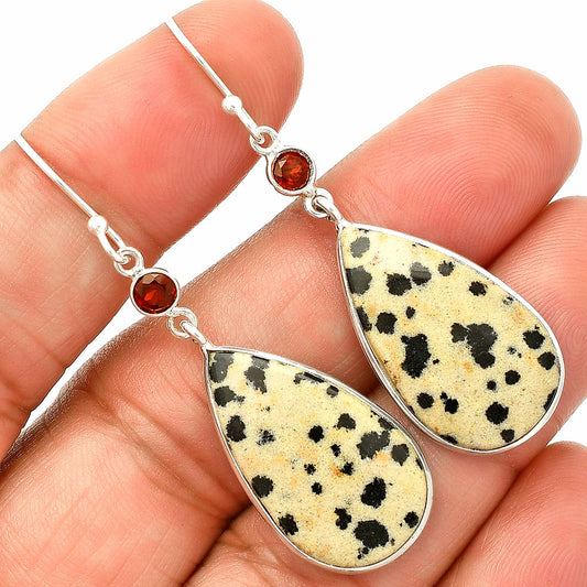 Natural Dalmatian & Garnet Earrings E-1002 SDE84170