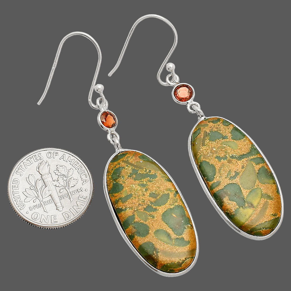Natural Bamboo Jasper & Garnet Earrings E-1002 SDE84174