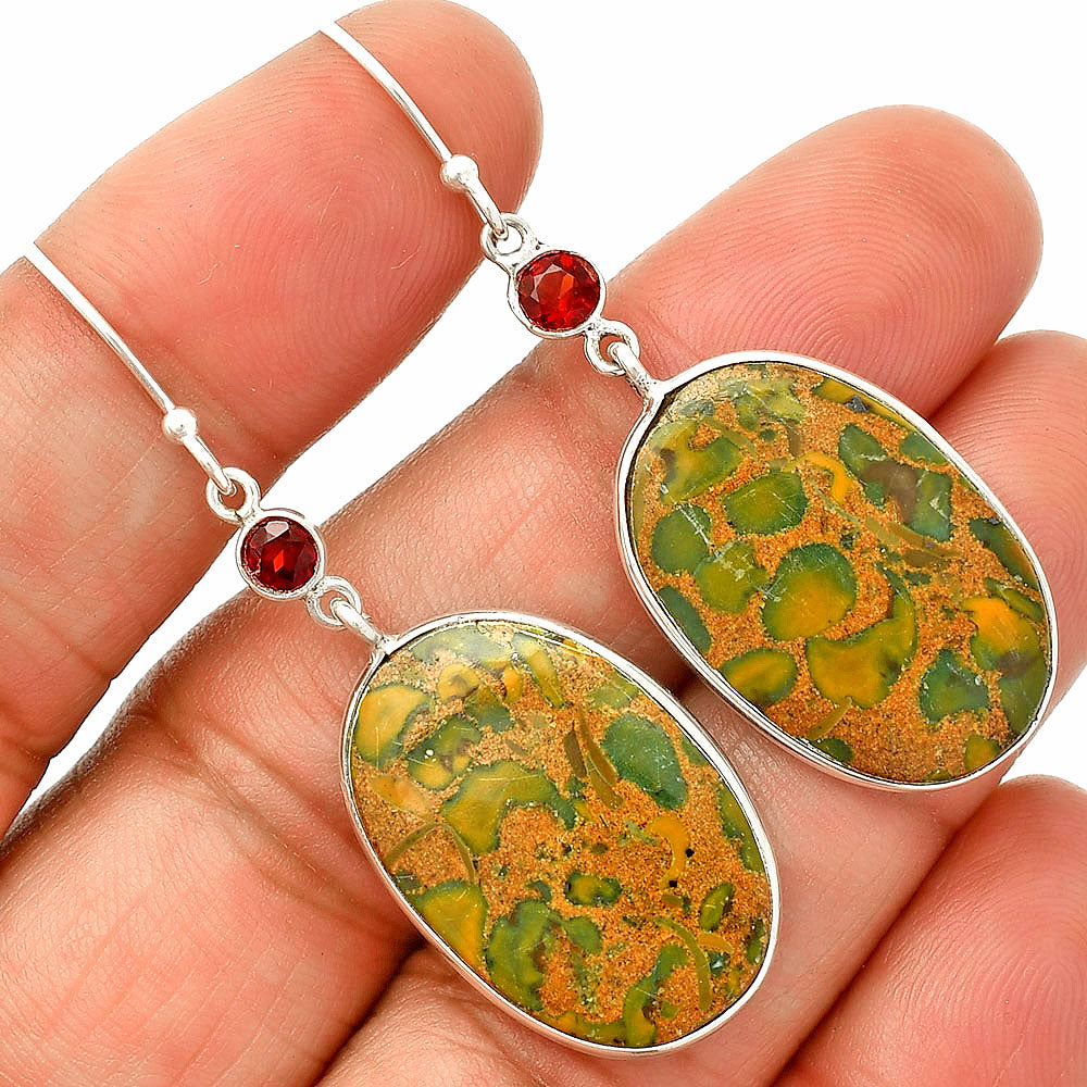 Natural Bamboo Jasper & Garnet Earrings E-1002 SDE84179