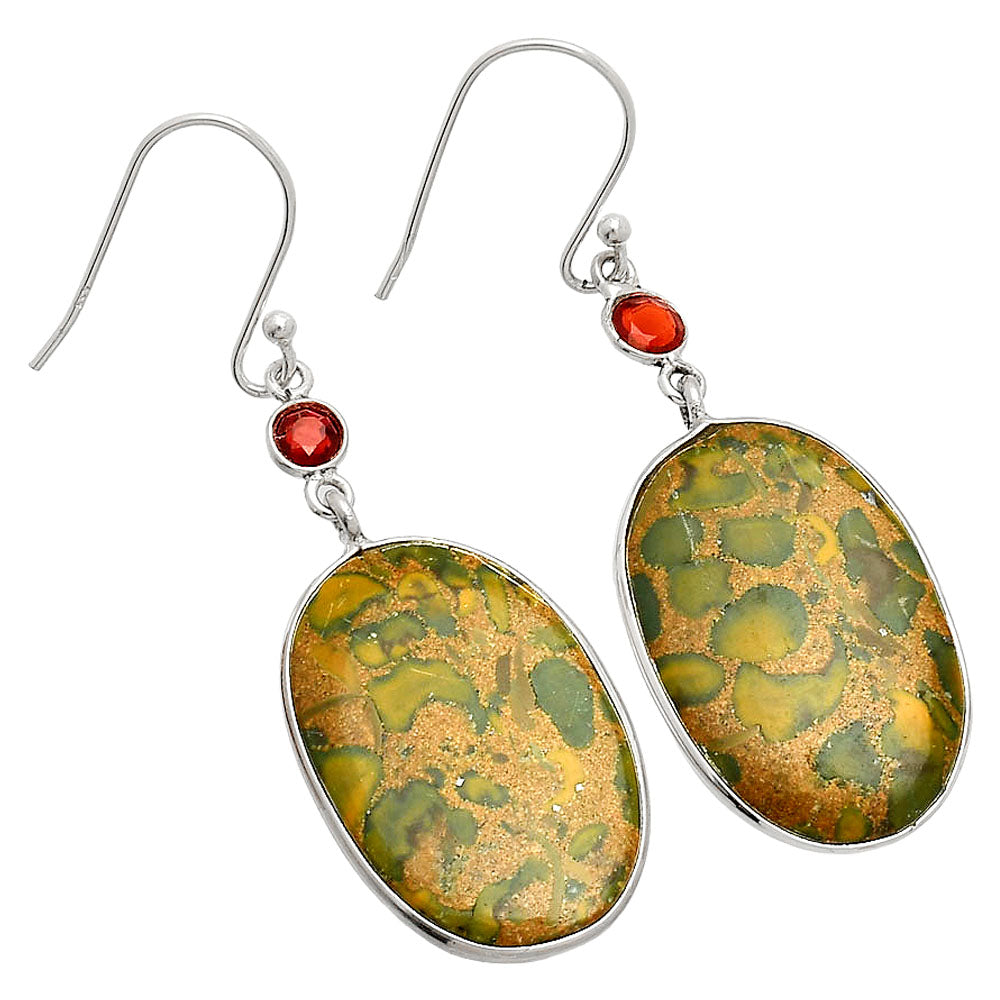 Natural Bamboo Jasper & Garnet Earrings E-1002 SDE84179