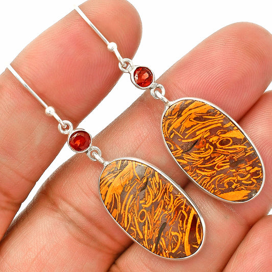 Coquina Fossil Jasper & Garnet Earrings E-1002 SDE84180