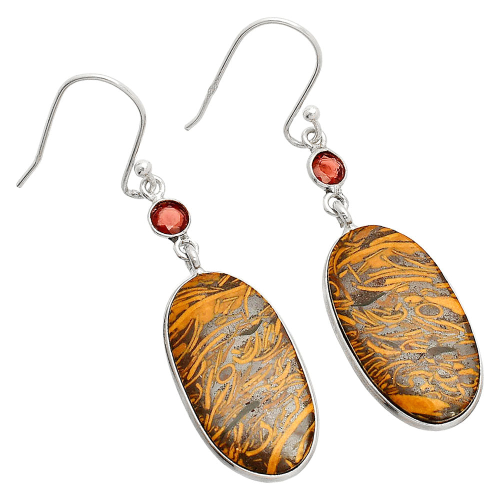 Coquina Fossil Jasper & Garnet Earrings E-1002 SDE84180