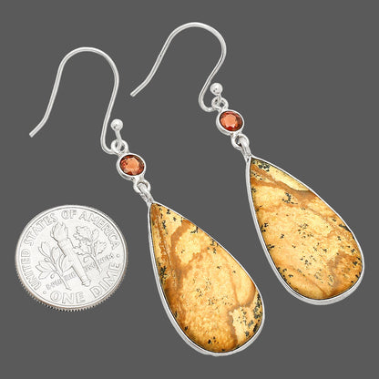 Natural Picture Jasper & Garnet Earrings E-1002 SDE84181
