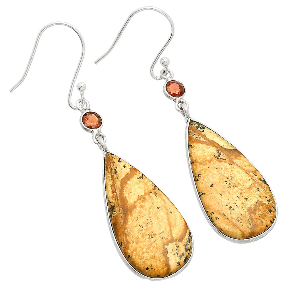 Natural Picture Jasper & Garnet Earrings E-1002 SDE84181