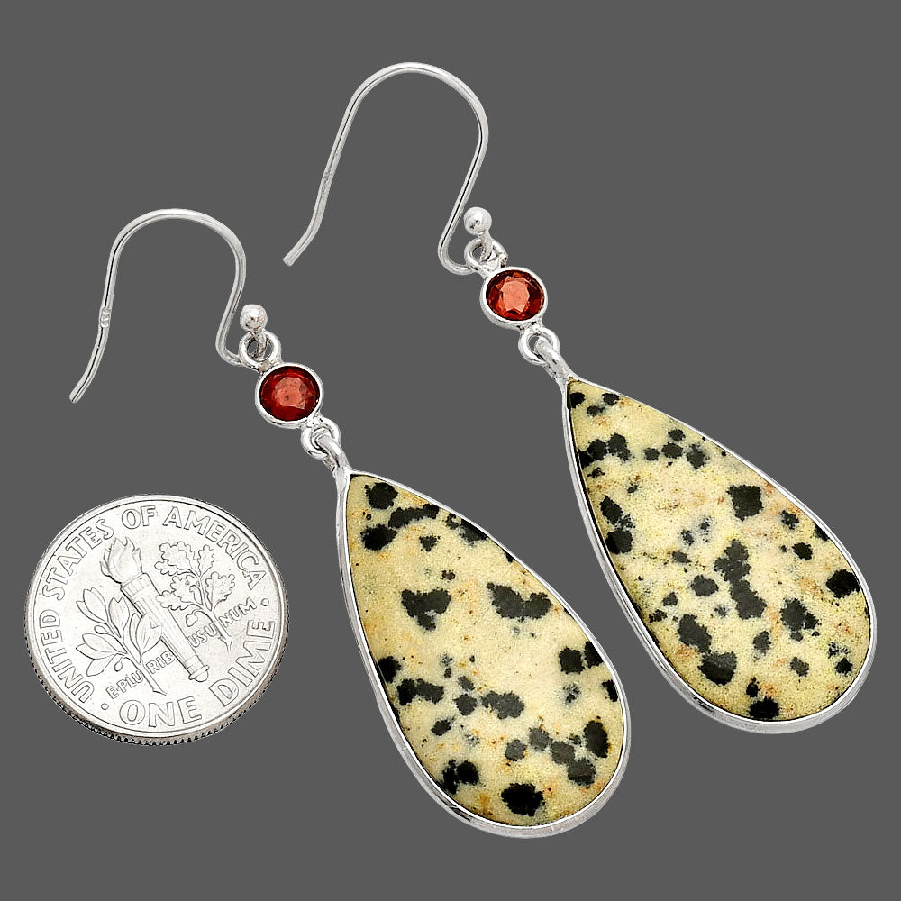 Natural Dalmatian & Garnet Earrings E-1002 SDE84183