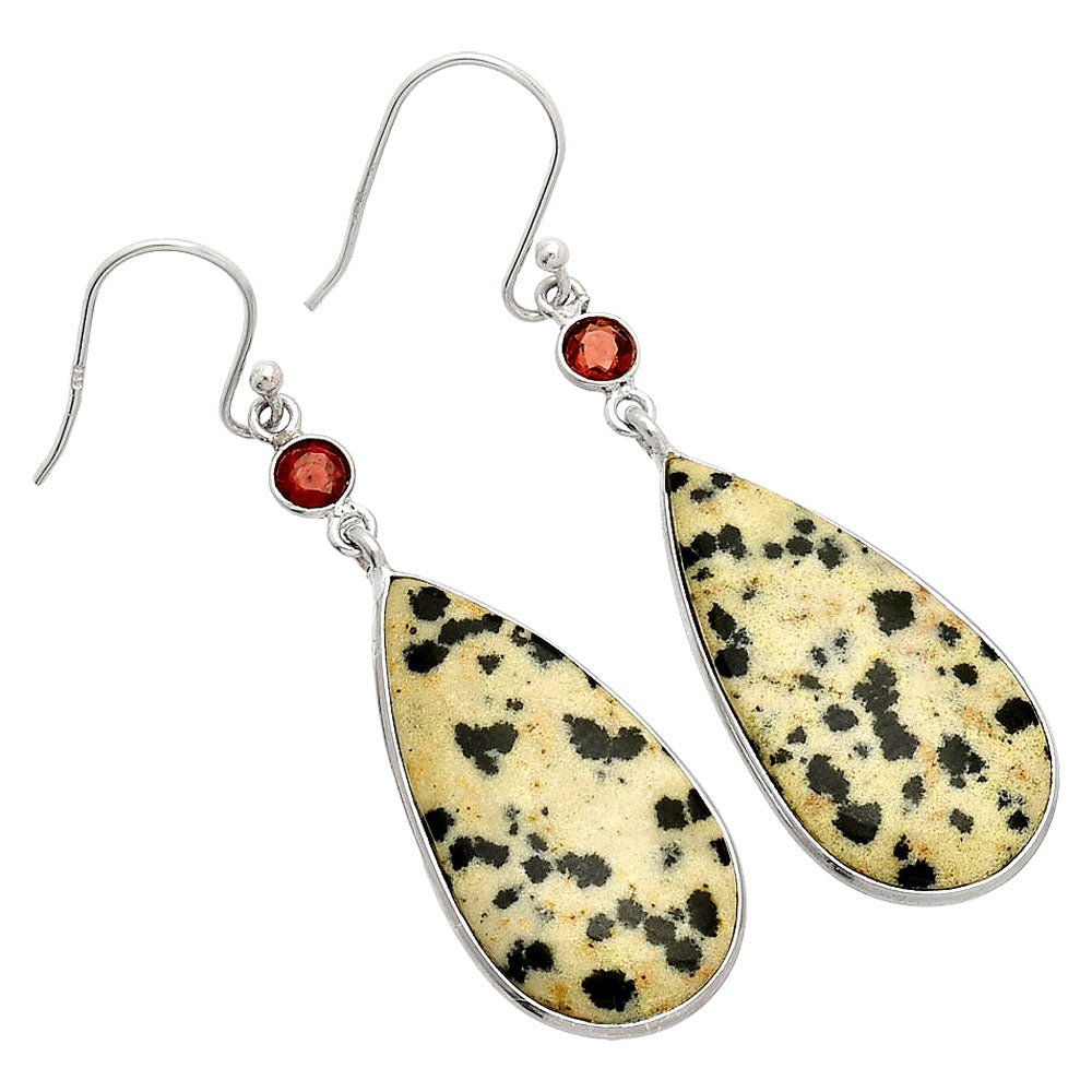 Natural Dalmatian & Garnet Earrings E-1002 SDE84183