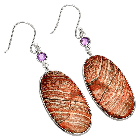Snake Skin Jasper & Amethyst Earrings E-1002 SDE84189