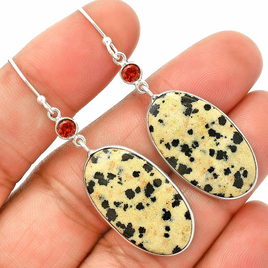 Natural Dalmatian & Garnet Earrings E-1002 SDE84200