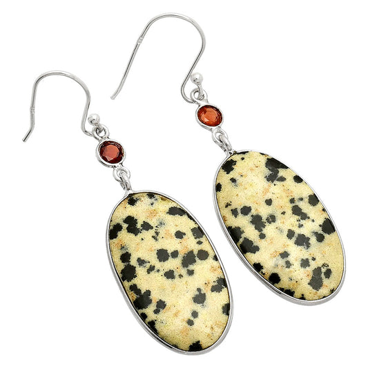 Natural Dalmatian & Garnet Earrings E-1002 SDE84200