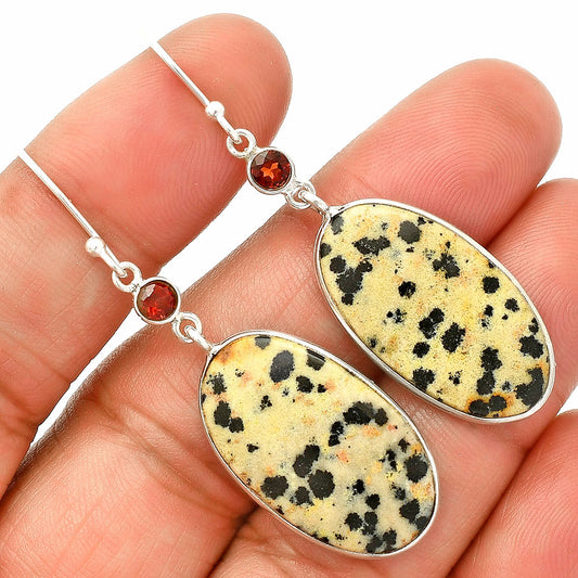 Natural Dalmatian & Garnet Earrings E-1002 SDE84202