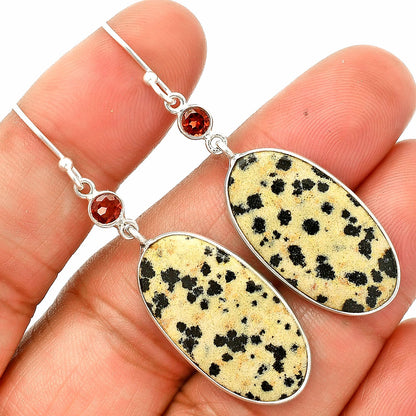 Natural Dalmatian & Garnet Earrings E-1002 SDE84204