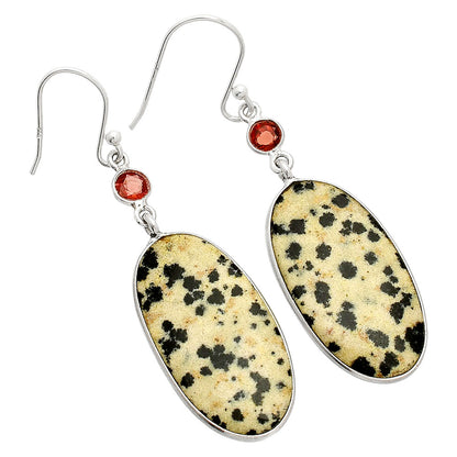 Natural Dalmatian & Garnet Earrings E-1002 SDE84204