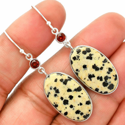 Natural Dalmatian & Garnet Earrings E-1002 SDE84205