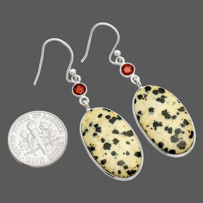 Natural Dalmatian & Garnet Earrings E-1002 SDE84205