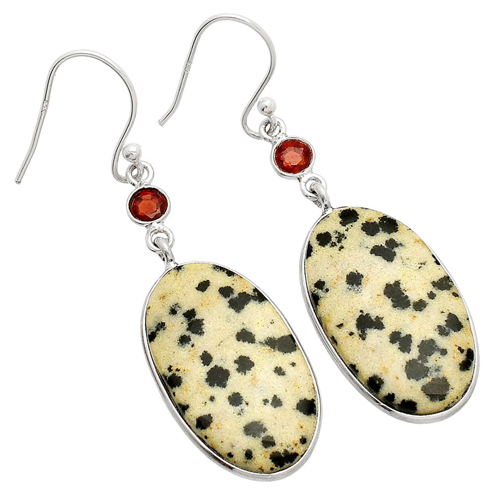 Natural Dalmatian & Garnet Earrings E-1002 SDE84205