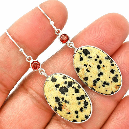 Natural Dalmatian & Garnet Earrings E-1002 SDE84207
