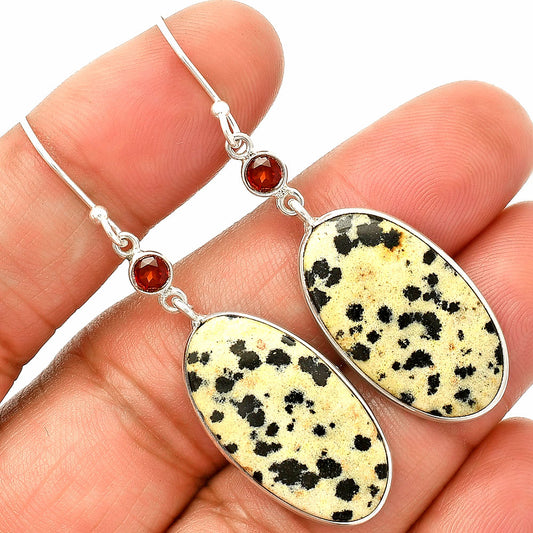 Natural Dalmatian & Garnet Earrings E-1002 SDE84208