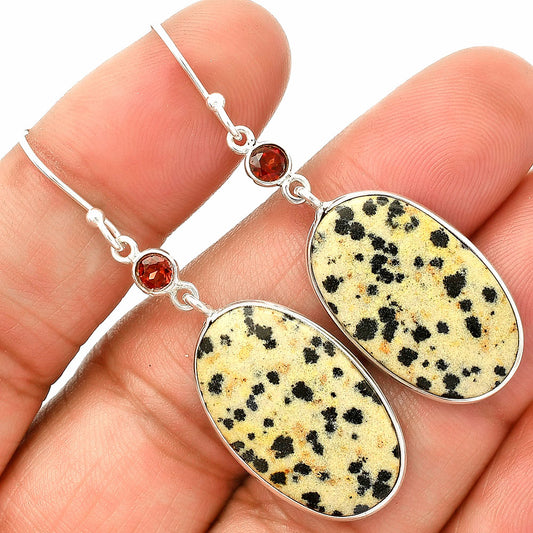 Natural Dalmatian & Garnet Earrings E-1002 SDE84209
