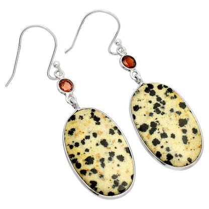 Natural Dalmatian & Garnet Earrings E-1002 SDE84209