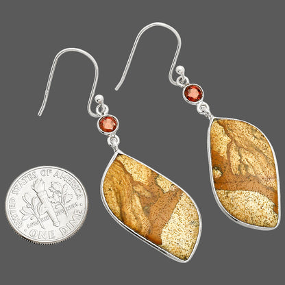 Natural Picture Jasper & Garnet Earrings E-1002 SDE84214