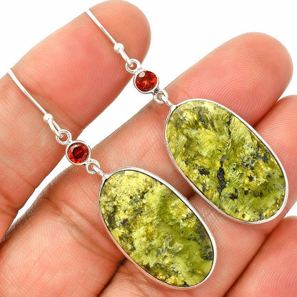 Natural Serpentine & Garnet Earrings E-1002 SDE84215