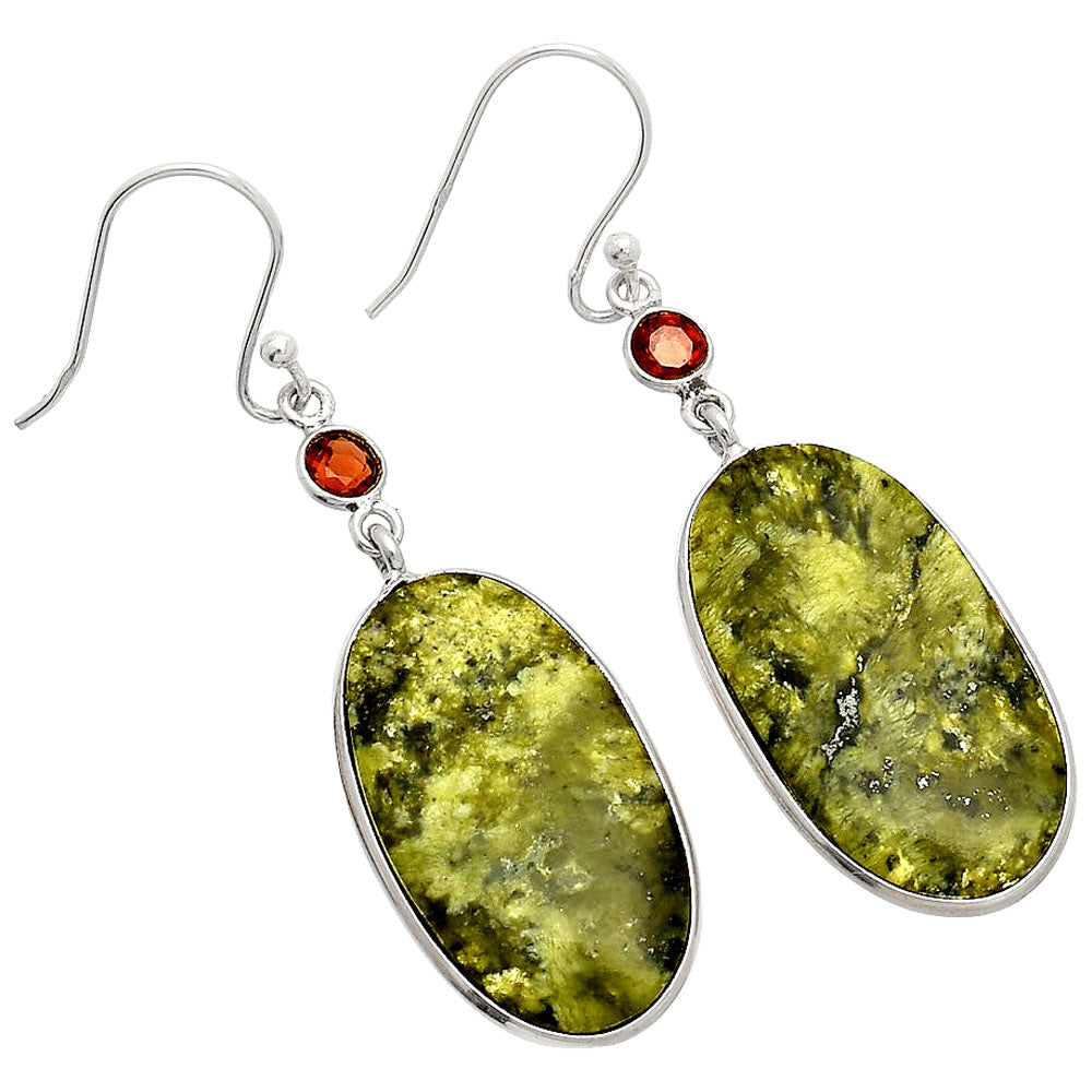 Natural Serpentine & Garnet Earrings E-1002 SDE84215