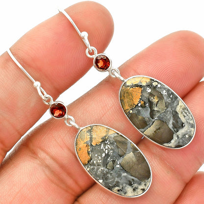 Maligano Jasper - Indonesia & Garnet Earrings E-1002 SDE84216