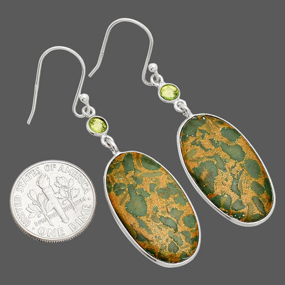 Natural Bamboo Jasper & Peridot Earrings E-1002 SDE84220