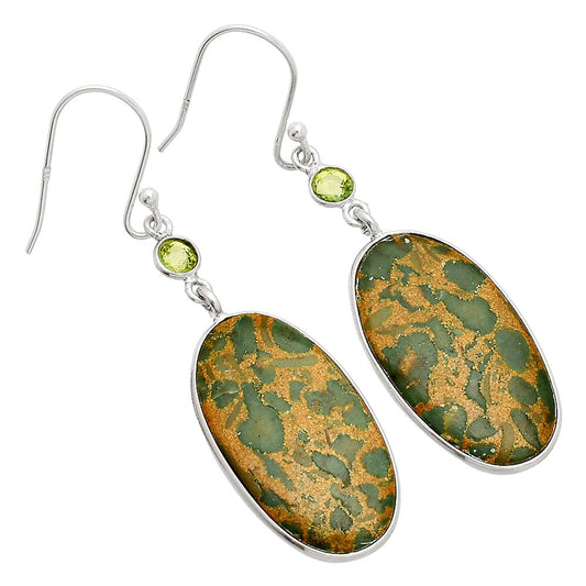 Natural Bamboo Jasper & Peridot Earrings E-1002 SDE84220