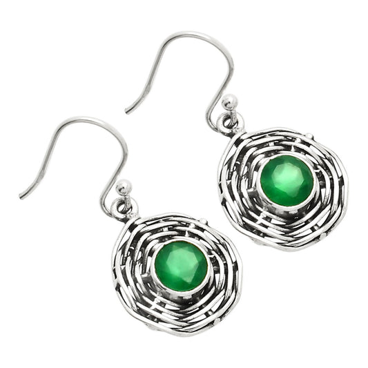 Natural Green Onyx Earrings E-1222 SDE84243