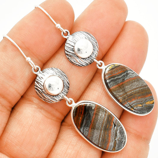 Natural Iron Tiger Eye Earrings E-1077 SDE84304