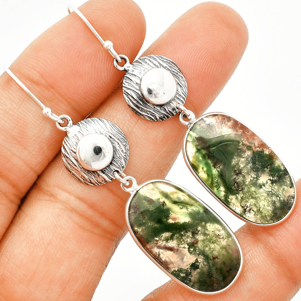 Natural Texas Moss Agate Earrings E-1077 SDE84309