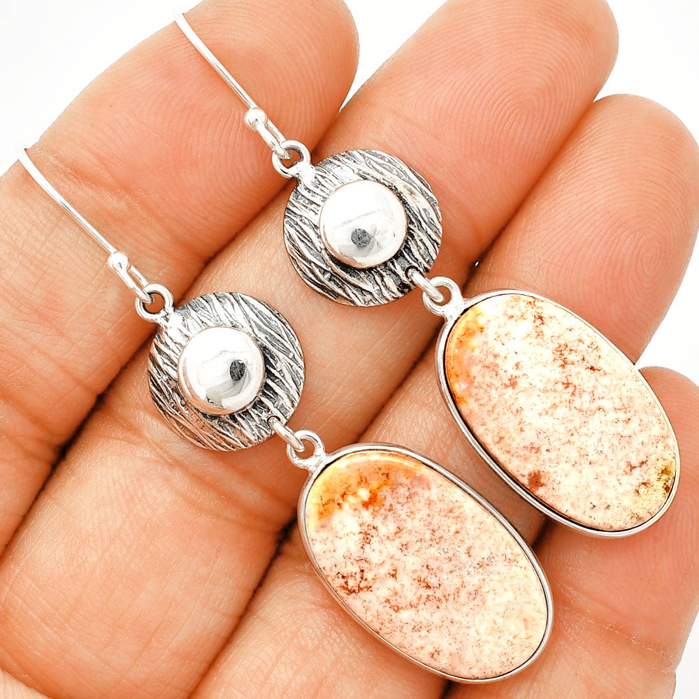 Natural Red Moss Agate Earrings E-1077 SDE84344