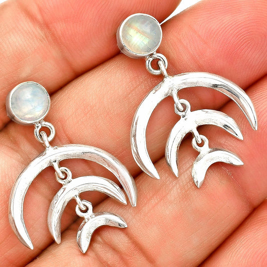 Natural Rainbow Moonstone - India Earrings E-1249 SDE84383