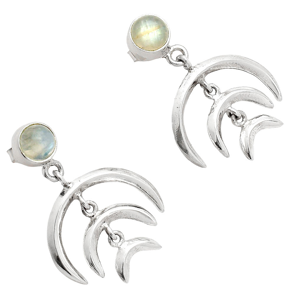Natural Rainbow Moonstone - India Earrings E-1249 SDE84383
