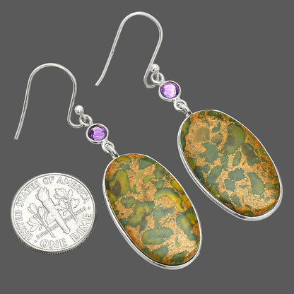 Natural Bamboo Jasper & Amethyst Earrings E-1002 SDE84394