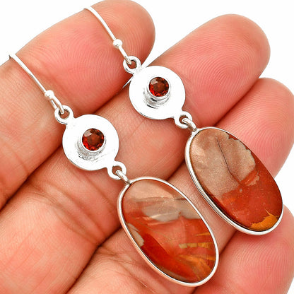 Natural Noreena Jasper & Garnet Earrings E-1081 SDE84396