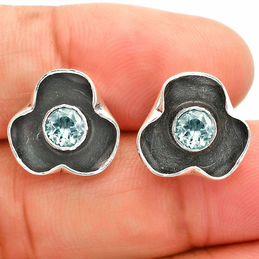 Natural Sky Blue Topaz Stud Earrings E-1247 SDE84425