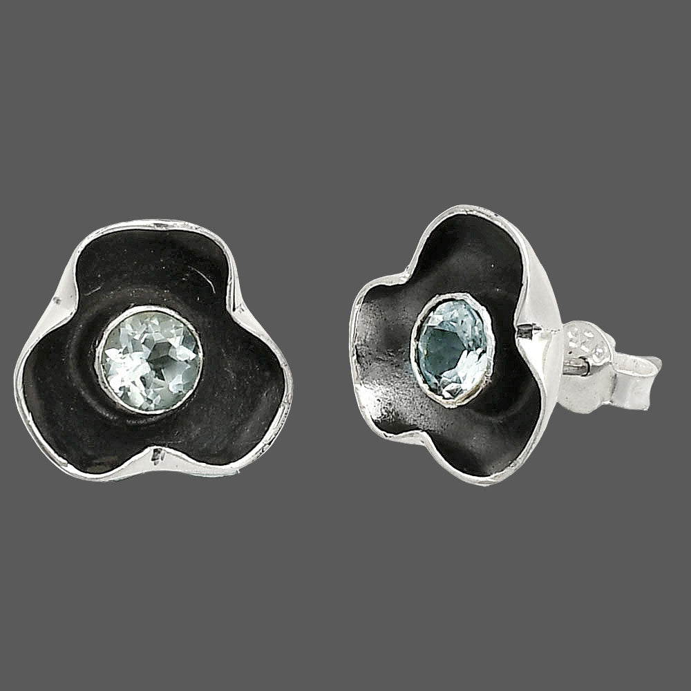 Natural Sky Blue Topaz Stud Earrings E-1247 SDE84425
