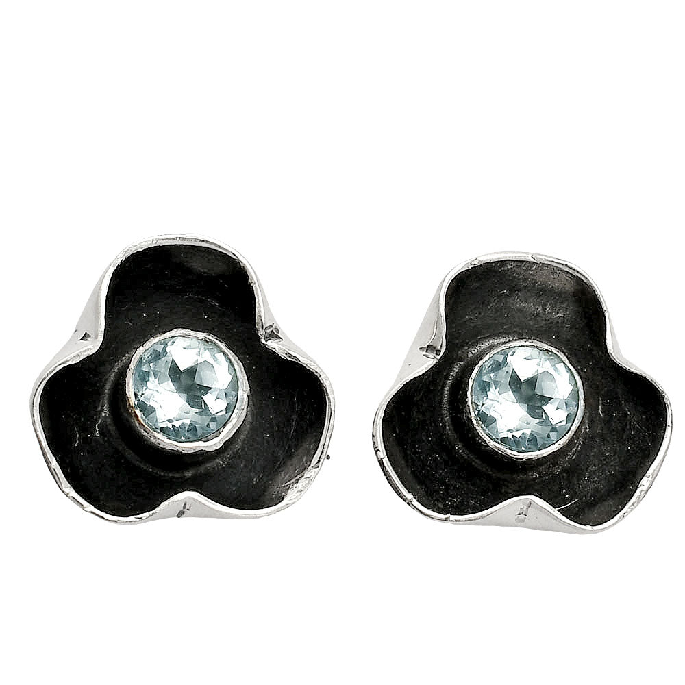 Natural Sky Blue Topaz Stud Earrings E-1247 SDE84425