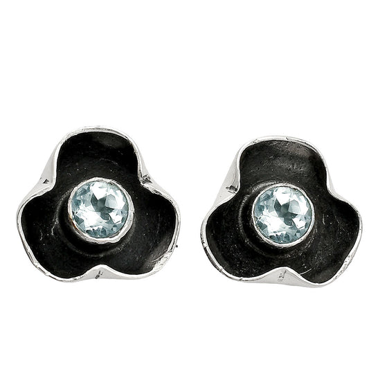 Natural Sky Blue Topaz Stud Earrings E-1247 SDE84425