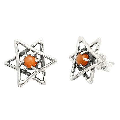Star of David - Natural Peach Moonstone Stud Earrings E-1024 SDE84430