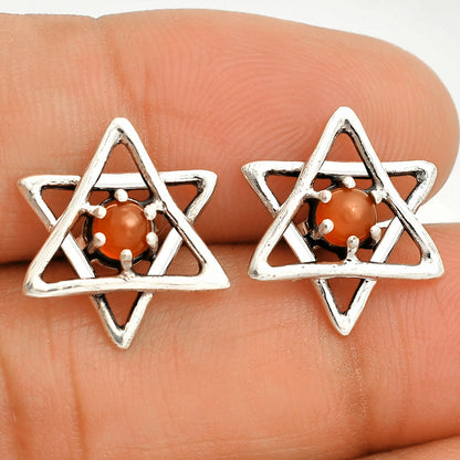 Star of David - Natural Peach Moonstone Stud Earrings E-1024 SDE84433