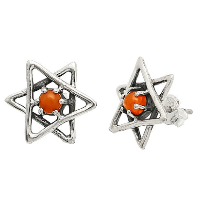 Star of David - Natural Peach Moonstone Stud Earrings E-1024 SDE84433