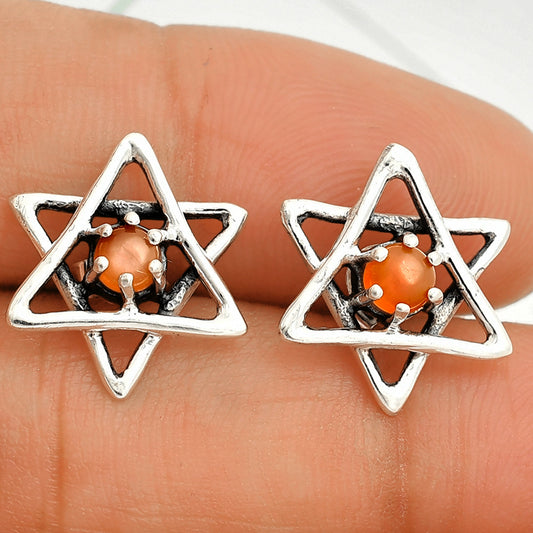 Star of David - Natural Peach Moonstone Stud Earrings E-1024 SDE84434