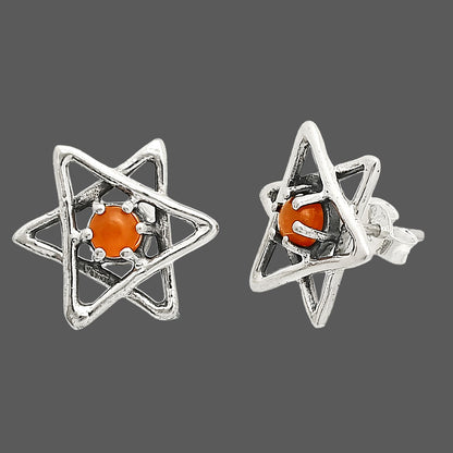 Star of David - Natural Peach Moonstone Stud Earrings E-1024 SDE84434